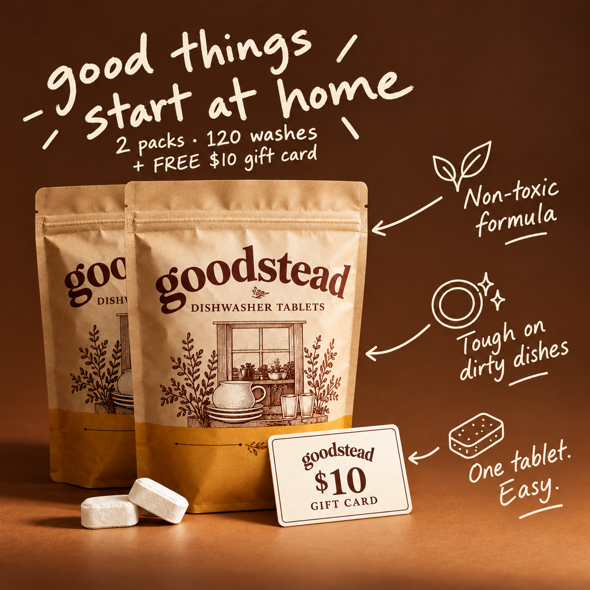 GOODSTEAD two packs — 120 washes and free $10 gift card